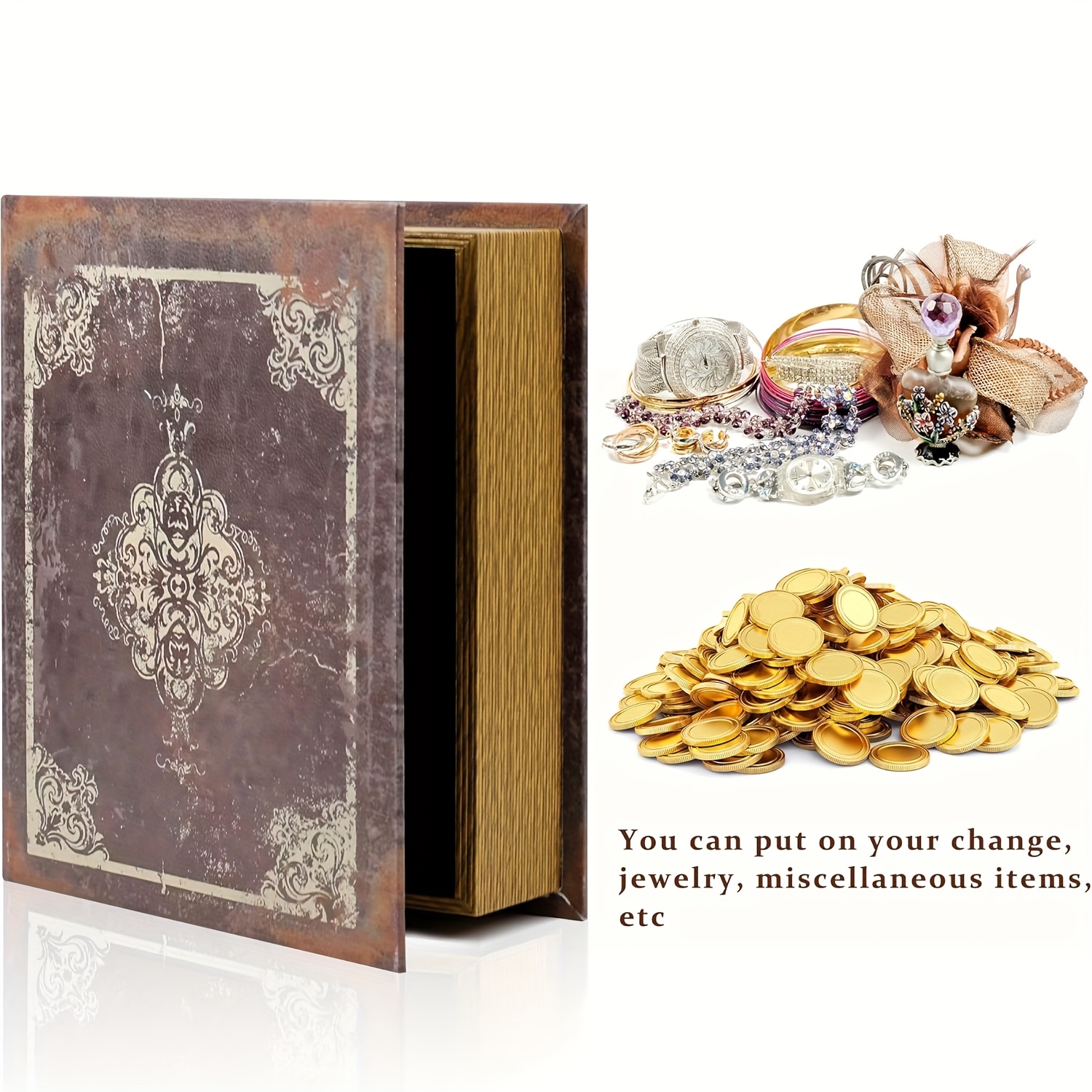Vintage Leather Book Box Handcrafted Jewelry Holder